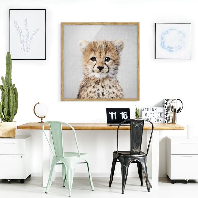 Bild mit Rahmen - Baby Gepard Gino - Quadrat - 1:1