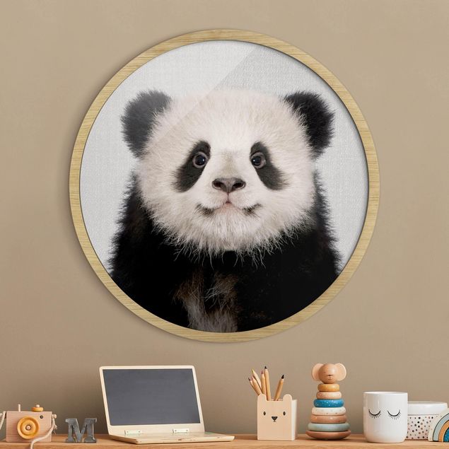 Rundes Gerahmtes Bild - Baby Panda Prian