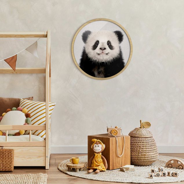 Rundes Gerahmtes Bild - Baby Panda Prian