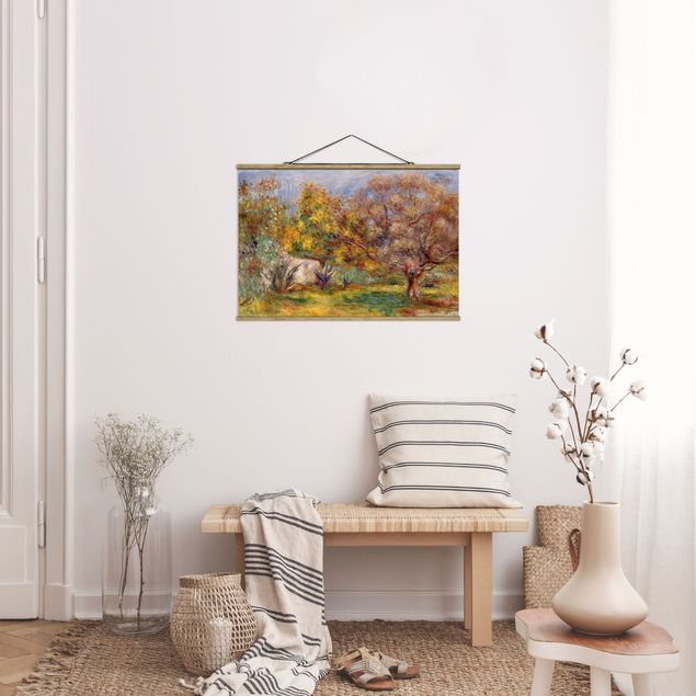 Stoffbild mit Posterleisten - Auguste Renoir - Garten mit Olivenbäumen - Querformat 3:2
