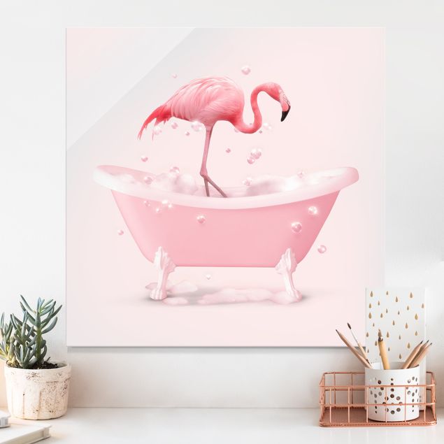 Magnettafel Glas Badewannen Flamingo