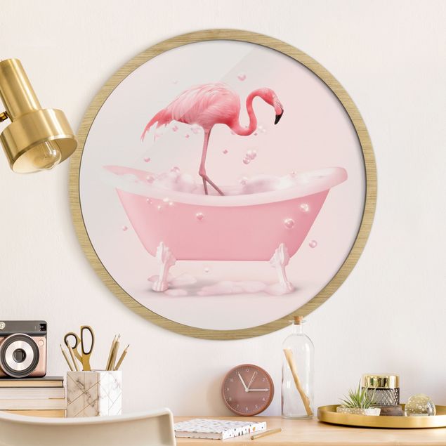 Runde Bilder mit Rahmen Badewannen Flamingo