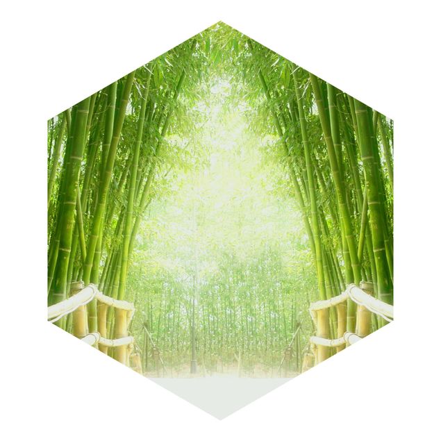 Hexagon Mustertapete selbstklebend - Bamboo Way