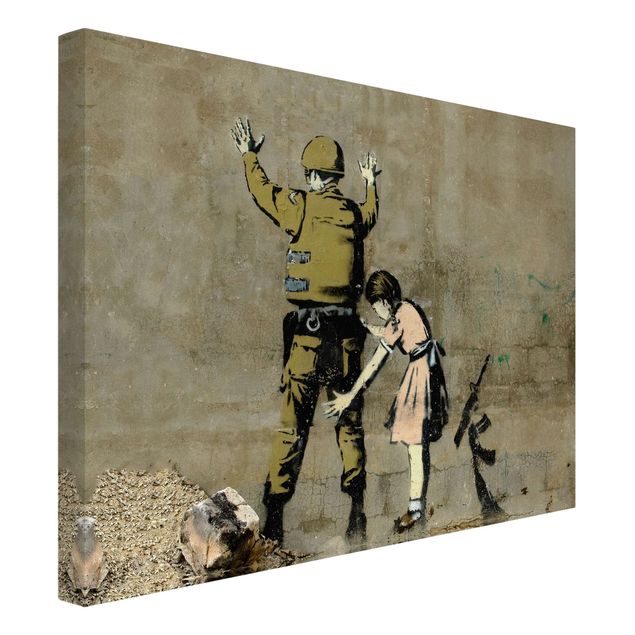Leinwandbild - Banksy - Soldat und Mädchen - Querformat - 4:3