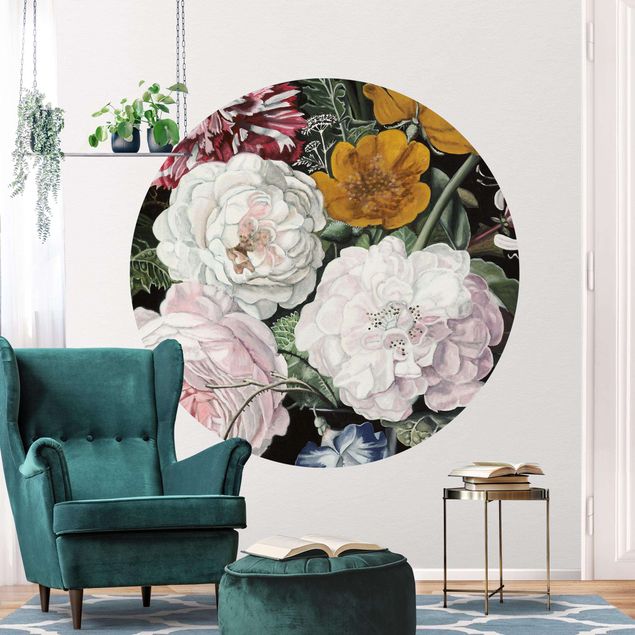 Runde Tapete selbstklebend - Barock Bouquet