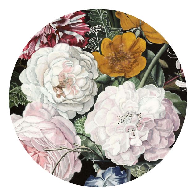Runde Tapete selbstklebend - Barock Bouquet