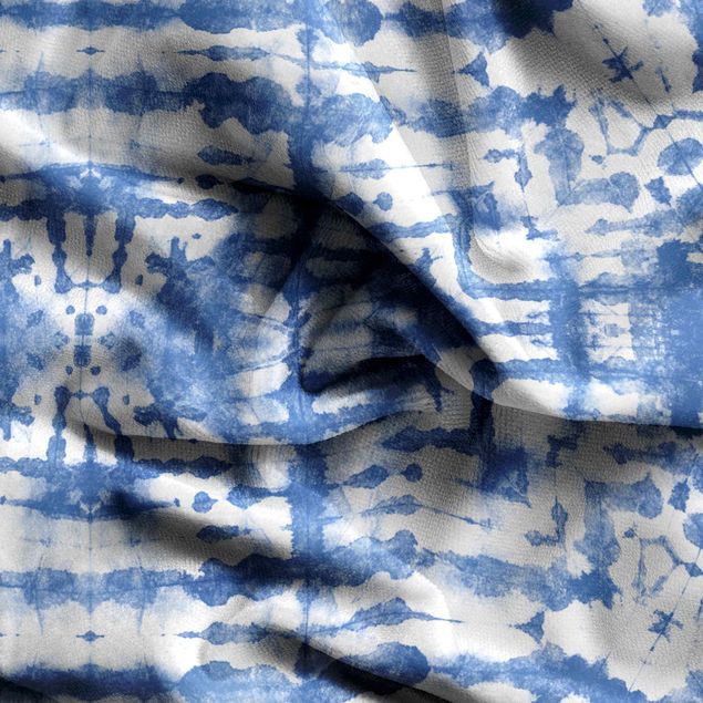 Verdunkelungsvorhänge Batik in Blau Weiß