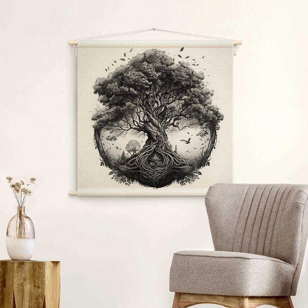 Wandteppich Mandala Baum des Lebens Illustration