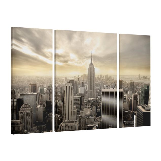 Leinwandbild 3-teilig - Manhattan Dawn - Triptychon