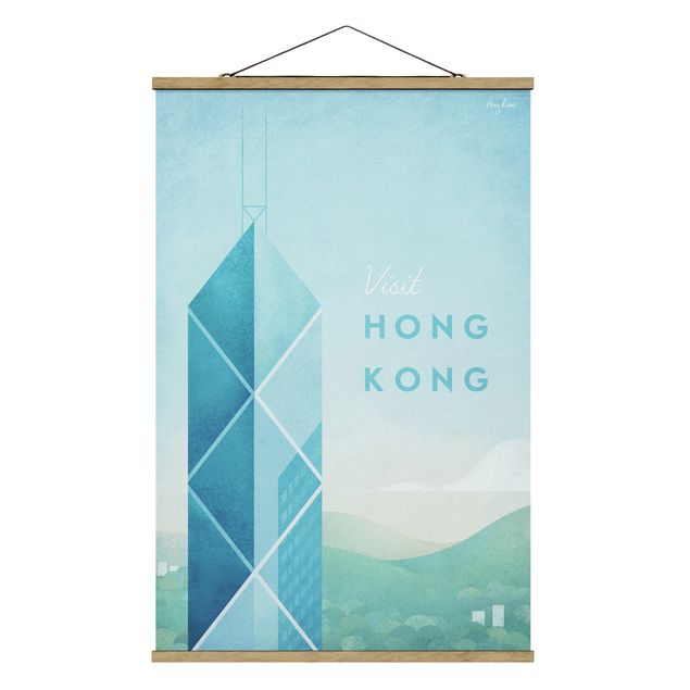 Stoffbild mit Posterleisten - Reiseposter - Hong Kong - Hochformat 2:3