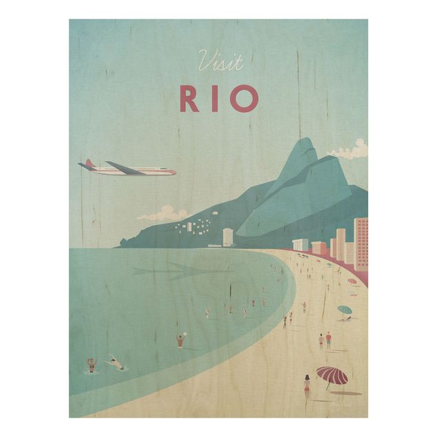 Holzbild - Reiseposter - Rio de Janeiro - Hochformat 4:3