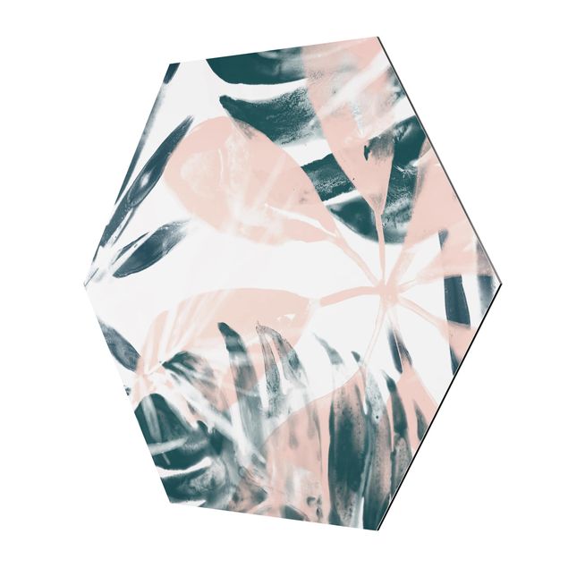 Hexagon Bild Alu-Dibond - Tropisches Orakel petrol II