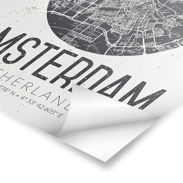 Poster - Stadtplan Amsterdam - Retro - Hochformat 3:4