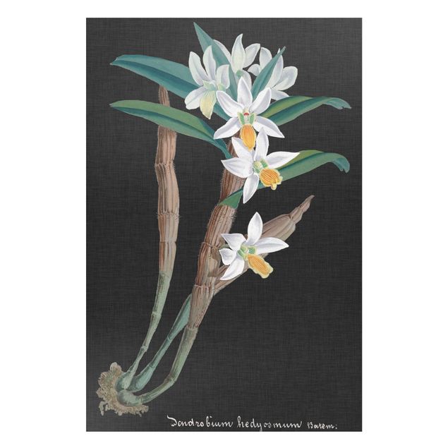 Magnettafel - Weiße Orchidee auf Leinen I - Memoboard Hochformat 3:2