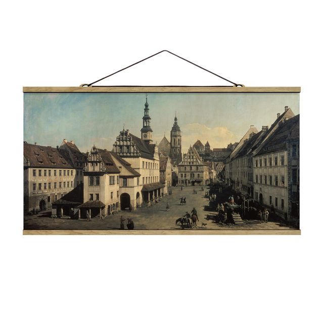 Stoffbild mit Posterleisten - Bernardo Bellotto - Der Marktplatz in Pirna - Querformat 2:1