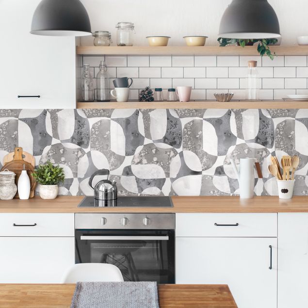 Küchenrückwand - Lebende Steine Muster in Grau