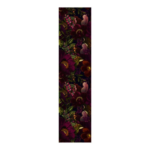 Schiebegardinen Set - Lila Blüten Dunkel - 6 Flächenvorhänge