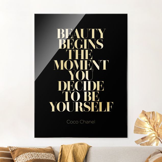 Glas Magnetboard Be yourself Coco Chanel Schwarz
