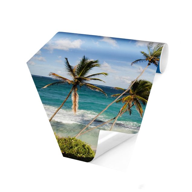 Hexagon Mustertapete selbstklebend - Beach of Barbados