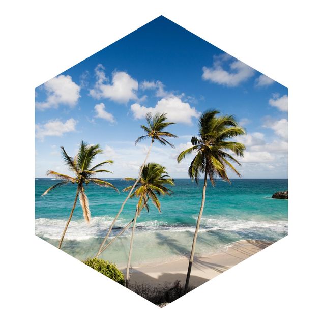 Hexagon Mustertapete selbstklebend - Beach of Barbados