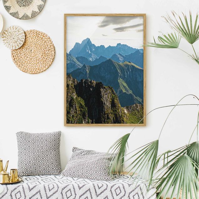 Bild mit Rahmen - Berge auf den Lofoten - Hochformat