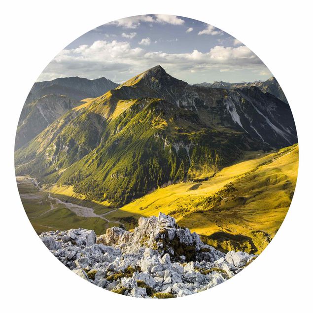 Runde Tapete selbstklebend - Berge und Tal der Lechtaler Alpen in Tirol