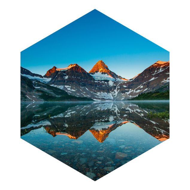 Hexagon Mustertapete selbstklebend - Berglandschaft am Lake Magog in Kanada