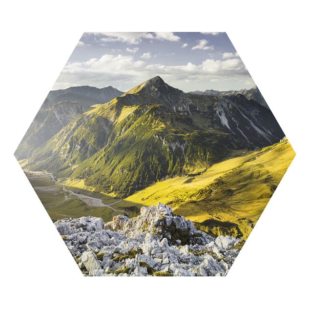 Hexagon Bild Forex - Berge und Tal der Lechtaler Alpen in Tirol