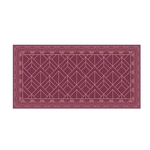 Roter Teppich Art Deco Schuppen Muster mit Bordüre