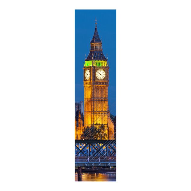 Schiebegardinen Set - Big Ben und Westminster Palace in London bei Nacht - Flächenvorhänge