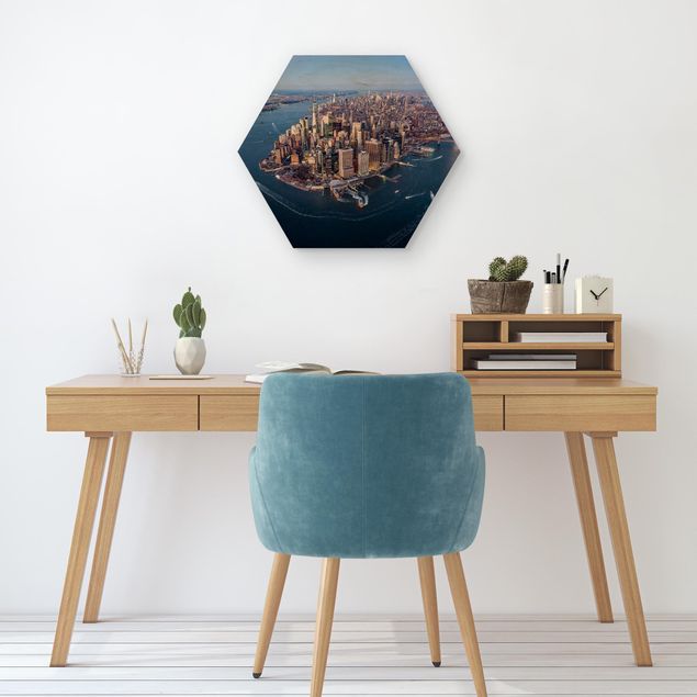 Hexagon Bild Holz - Big City Life