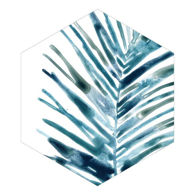 Hexagon Mustertapete selbstklebend - Blaues tropisches Juwel II