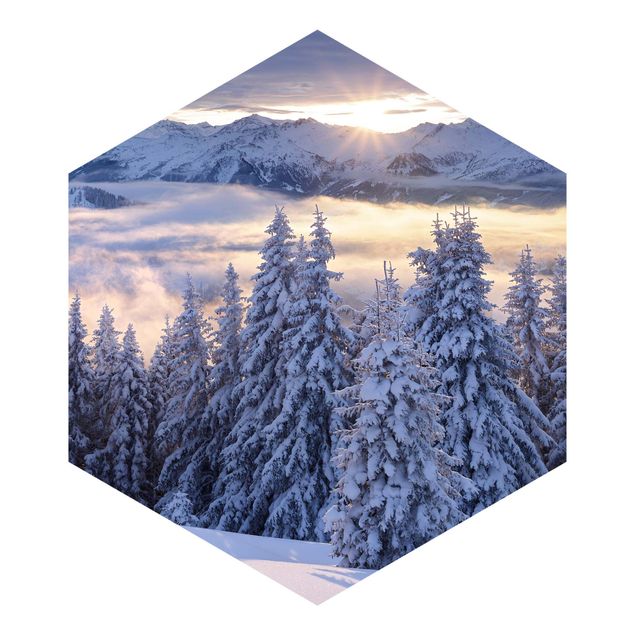 Hexagon Mustertapete selbstklebend - Blick in die Hohen Tauern vom Kreuzkogel Österreich