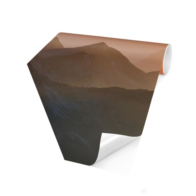 Hexagon Mustertapete selbstklebend - Blick von der Zugspitze