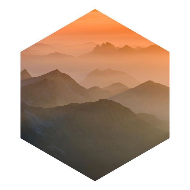 Hexagon Mustertapete selbstklebend - Blick von der Zugspitze