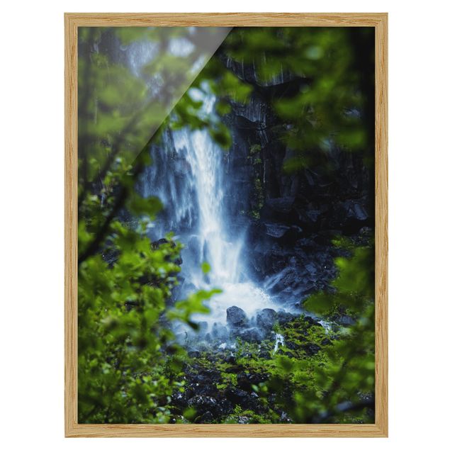 Bild mit Rahmen - Blick zum Wasserfall - Hochformat