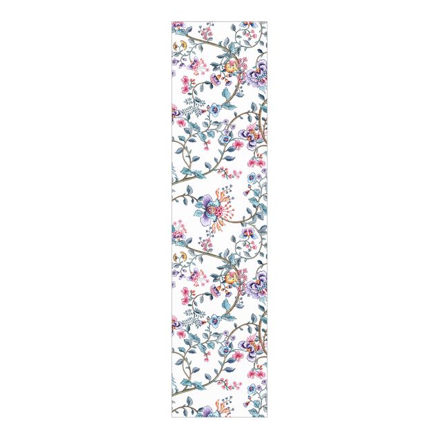 Schiebegardinen Set - Blumenranken in Pastell - Flächenvorhang