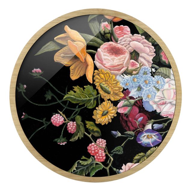 Rundes Gerahmtes Bild - Blumentraum Bouquet II