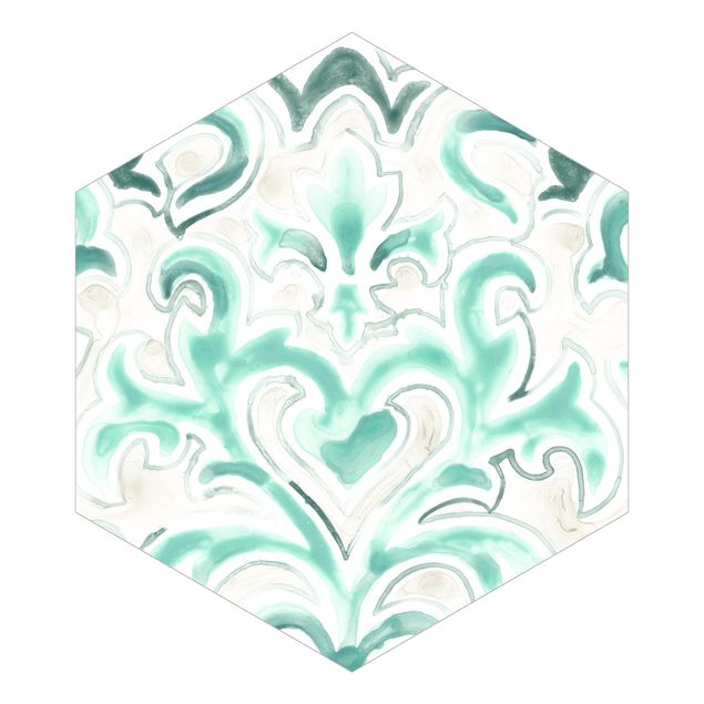 Hexagon Mustertapete selbstklebend - Bohemian Aquarell Ornament II