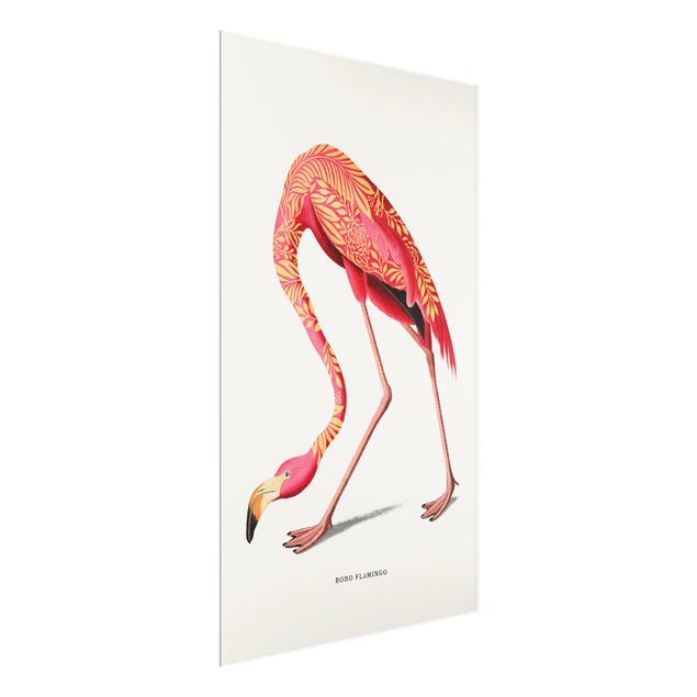 Glasbild - Boho Vogel - Flamingo - Hochformat 2:3