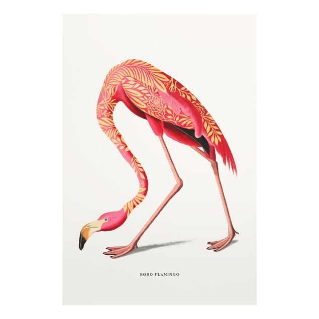 Glasbild - Boho Vogel - Flamingo - Hochformat 2:3