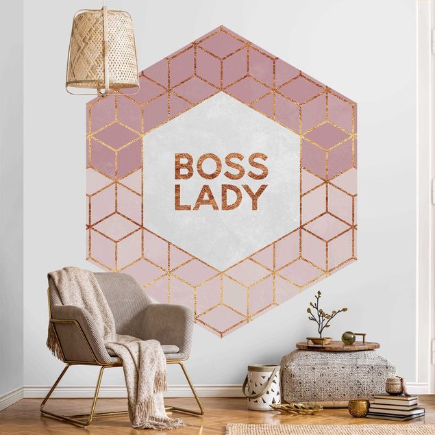 Hexagon Mustertapete selbstklebend - Boss Lady Sechsecke Rosa