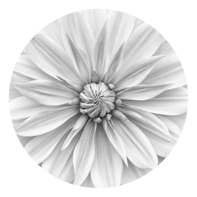 Runde Tapete selbstklebend - Botanische Blüte in Weiß
