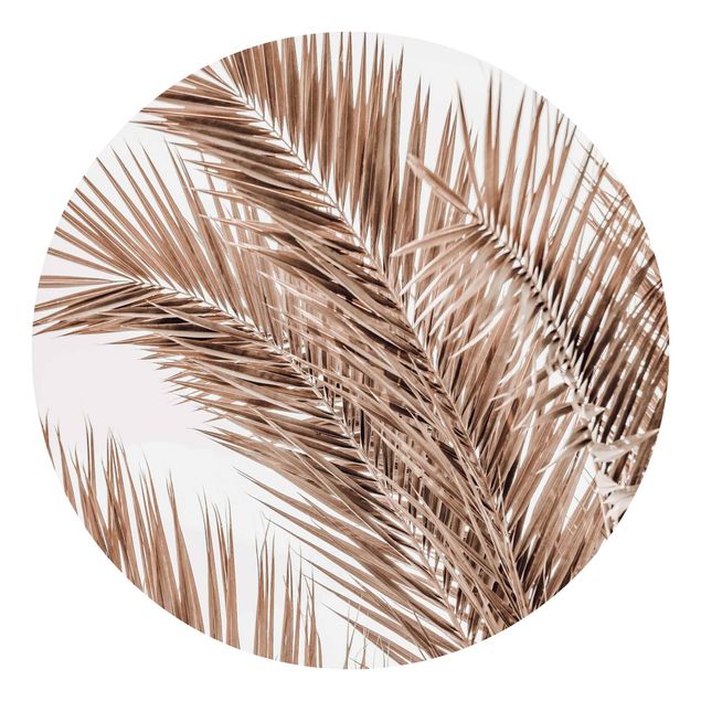 Runde Tapete selbstklebend - Bronzefarbene Palmenwedel
