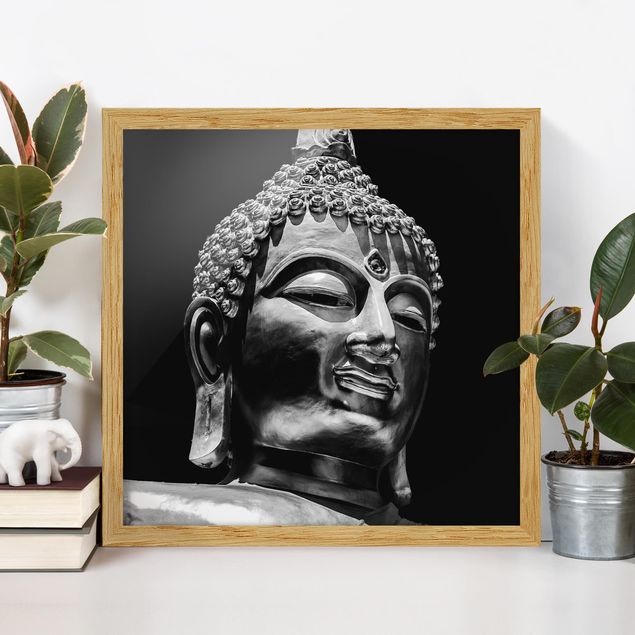 Bild mit Rahmen - Buddha Statue Gesicht - Quadrat 1:1