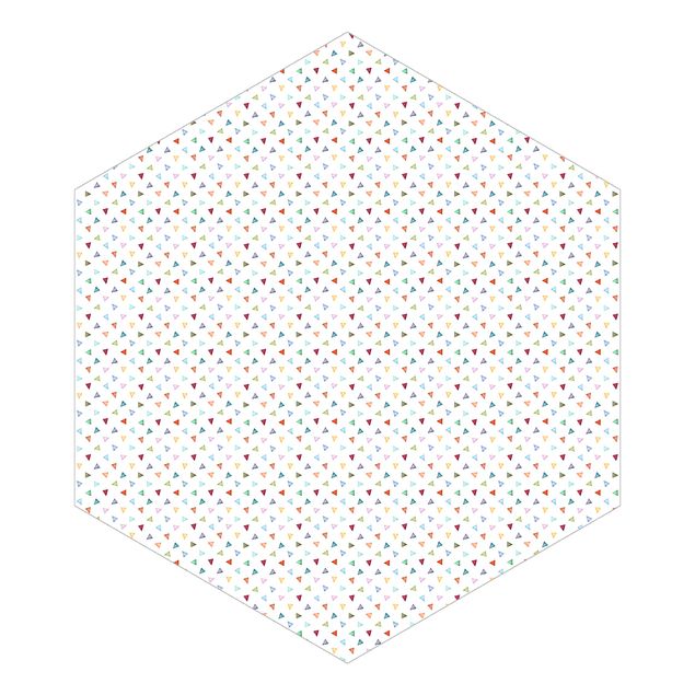Hexagon Mustertapete selbstklebend - Bunte Aquarell Dreiecke