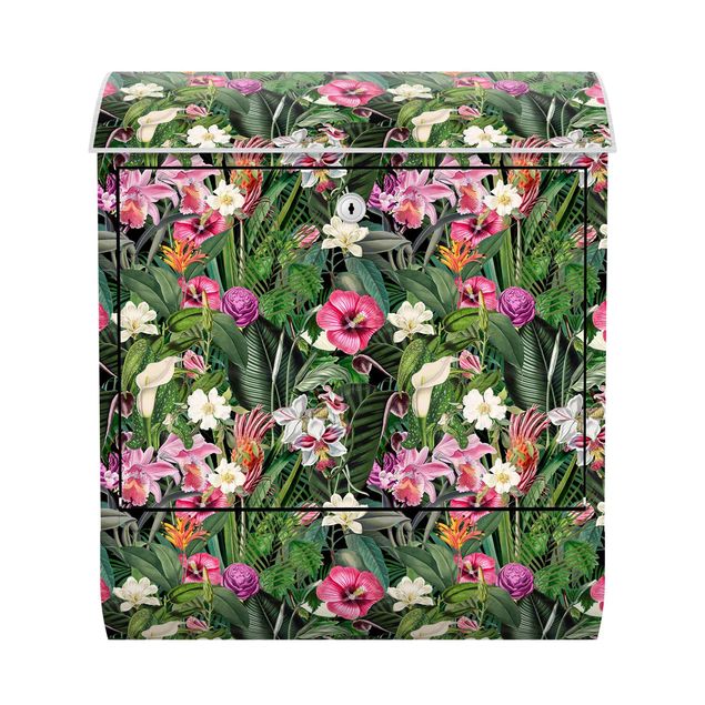 Briefkasten - Bunte tropische Blumen Collage