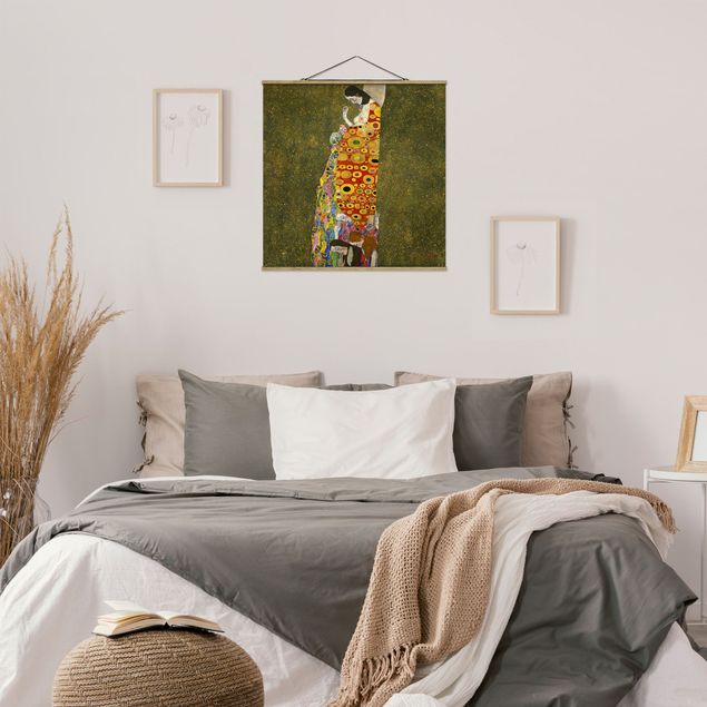 Stoffbild mit Posterleisten - Gustav Klimt - Die Hoffnung II - Quadrat 1:1