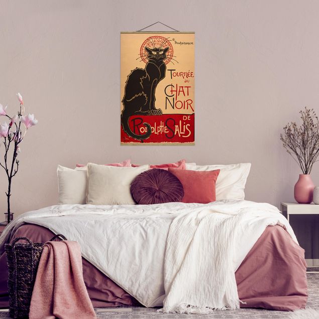 Stoffbild mit Posterleisten - Théophile-Alexandre Steinlen - Der schwarze Kater - Hochformat 2:3
