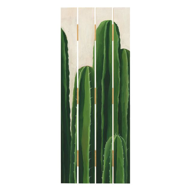 Holzbild - Lieblingspflanzen - Kaktus - Hochformat 5:2